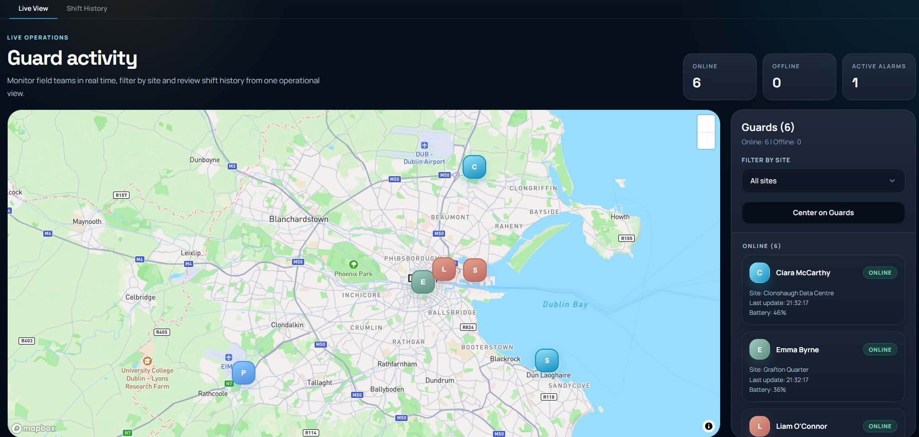 Odinseye screenshot: Live operations